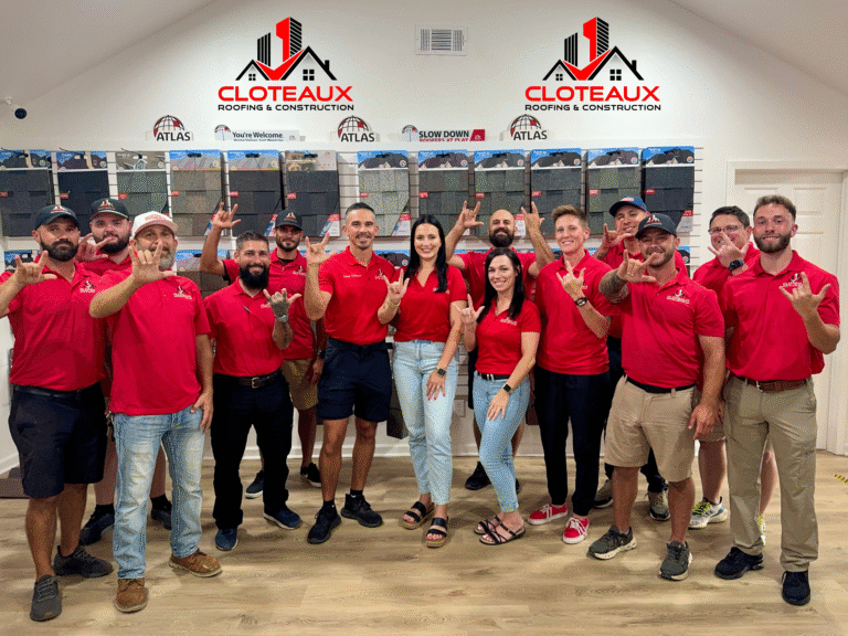 Team photo at Cloteau Roofing office